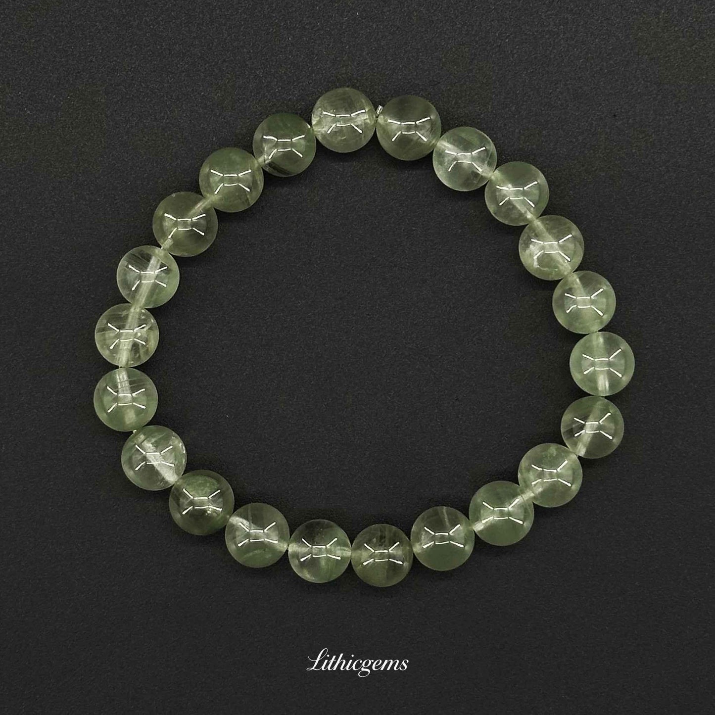 Jade Green Phantom Quartz Bracelet - Prosperity & Growth Crystal with Emerald Inclusions - Lithicgems
