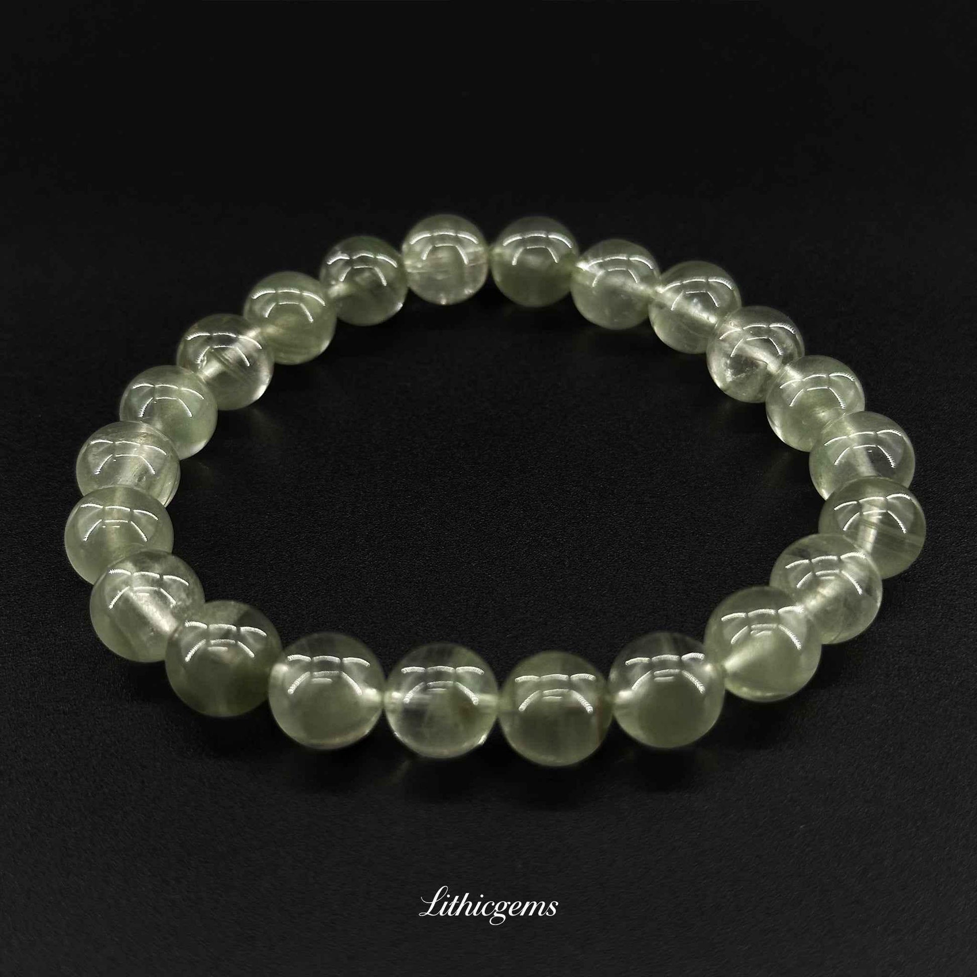 Jade Green Phantom Quartz Bracelet - Prosperity & Growth Crystal with Emerald Inclusions - Lithicgems
