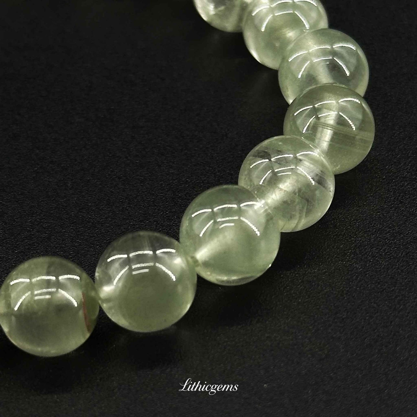 Jade Green Phantom Quartz Bracelet - Prosperity & Growth Crystal with Emerald Inclusions - Lithicgems