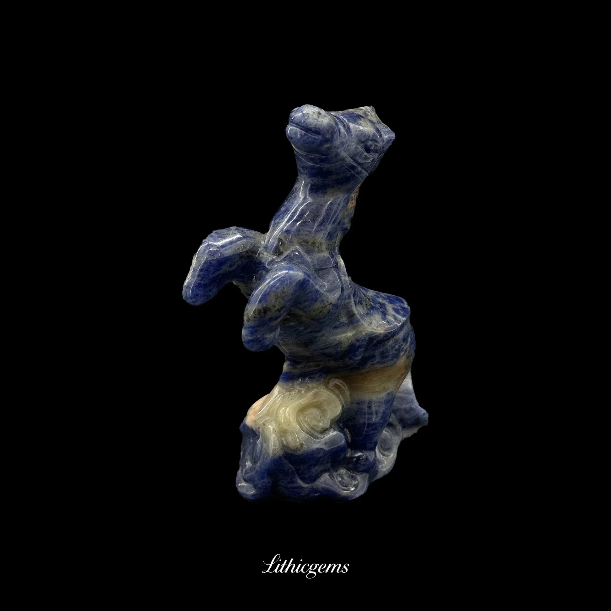 Majestic Cloud-Striding Crystal Horse Sculpture (9cm) - Grand Gemstone Centerpiece for Transformation & Divine Ascent - Lithicgems