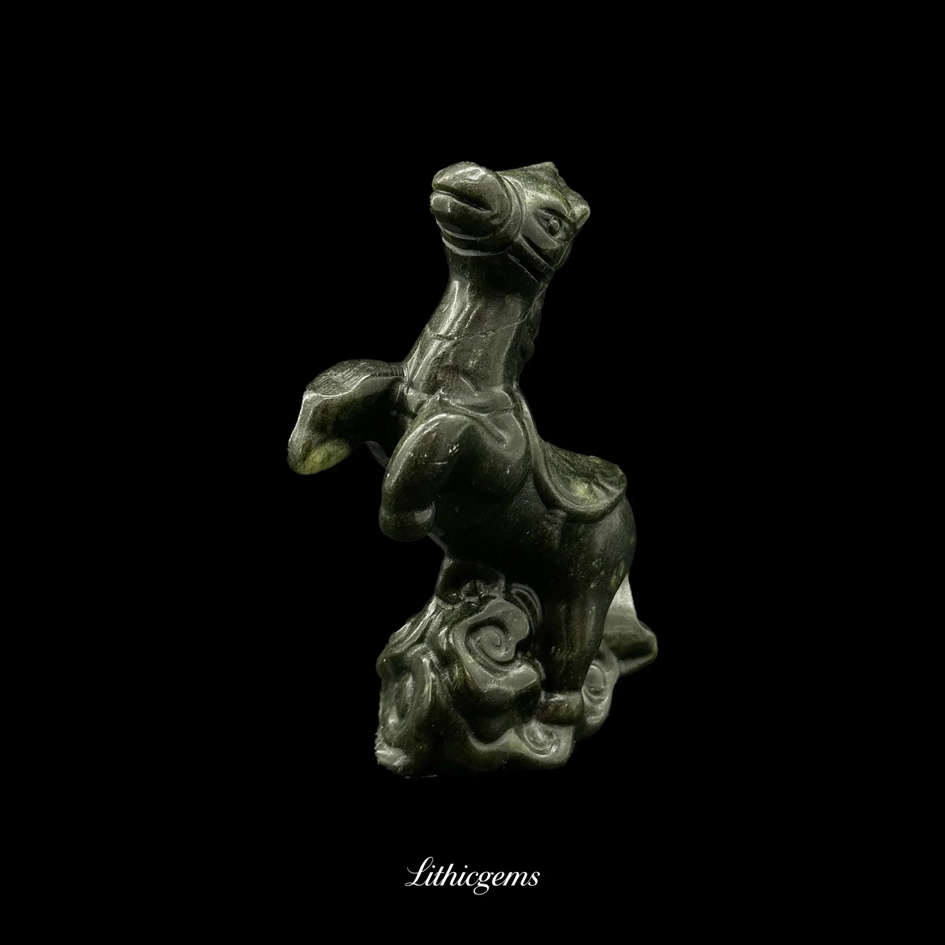 Majestic Cloud-Striding Crystal Horse Sculpture (9cm) - Grand Gemstone Centerpiece for Transformation & Divine Ascent - Lithicgems