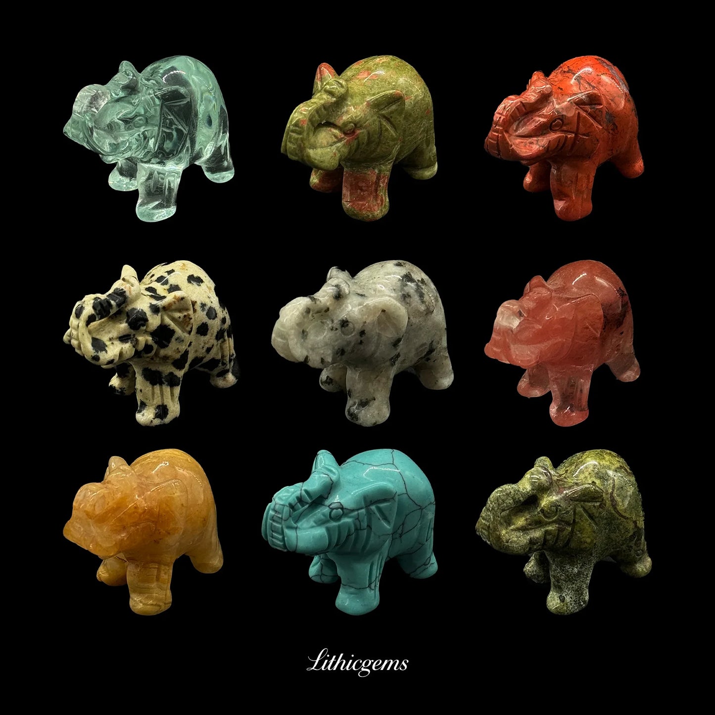 Mini Memory-Keeper Crystal Elephant Figurine (4cm) - Trunk-Up Wisdom Sculpture for Luck & Joy - Lithicgems