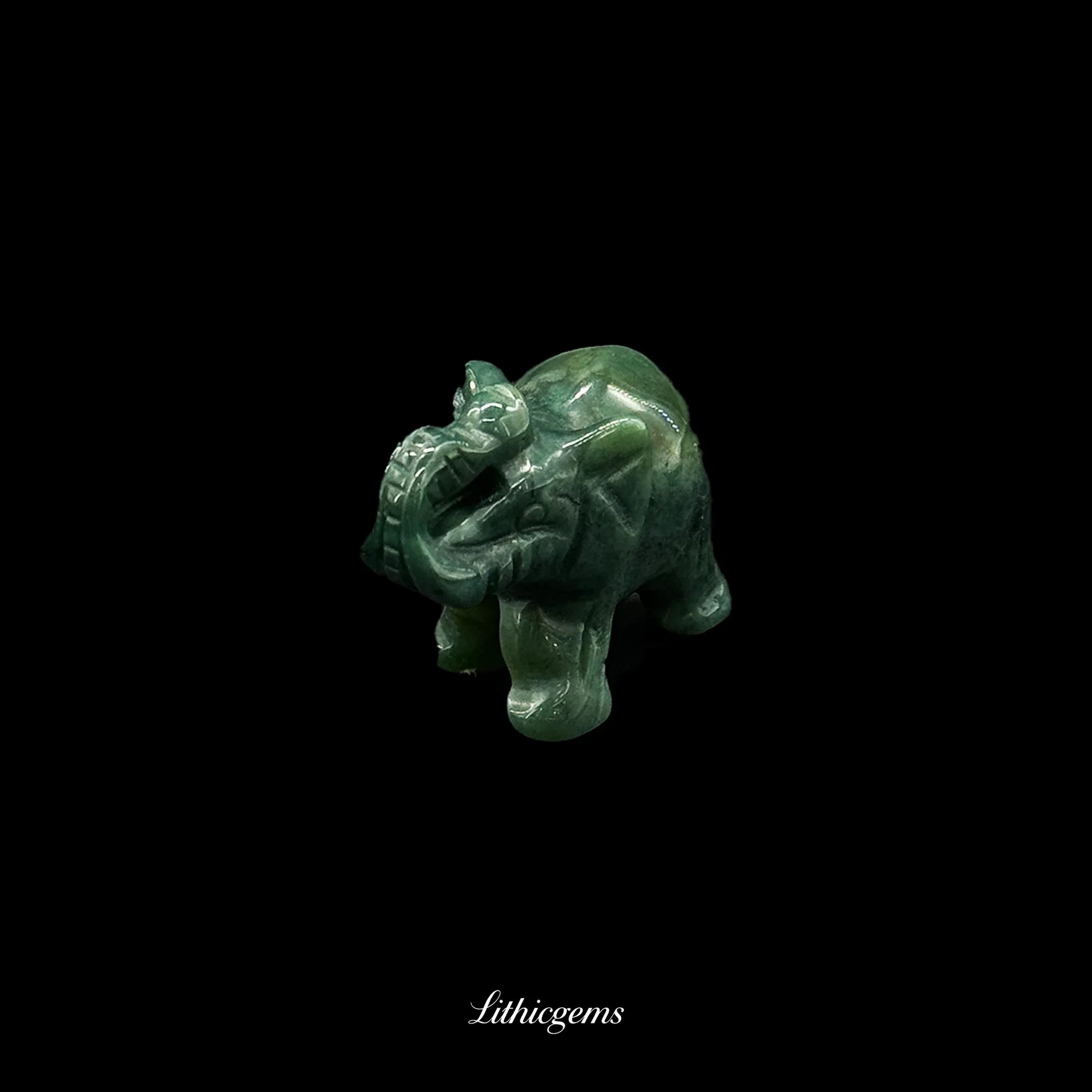 Mini Memory-Keeper Crystal Elephant Figurine (4cm) - Trunk-Up Wisdom Sculpture for Luck & Joy - Lithicgems