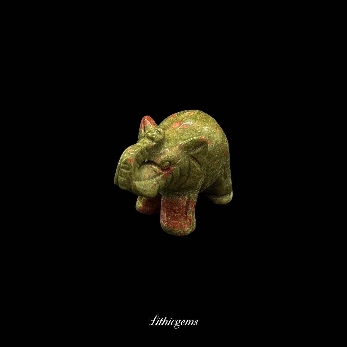 Mini Memory-Keeper Crystal Elephant Figurine (4cm) - Trunk-Up Wisdom Sculpture for Luck & Joy - Lithicgems