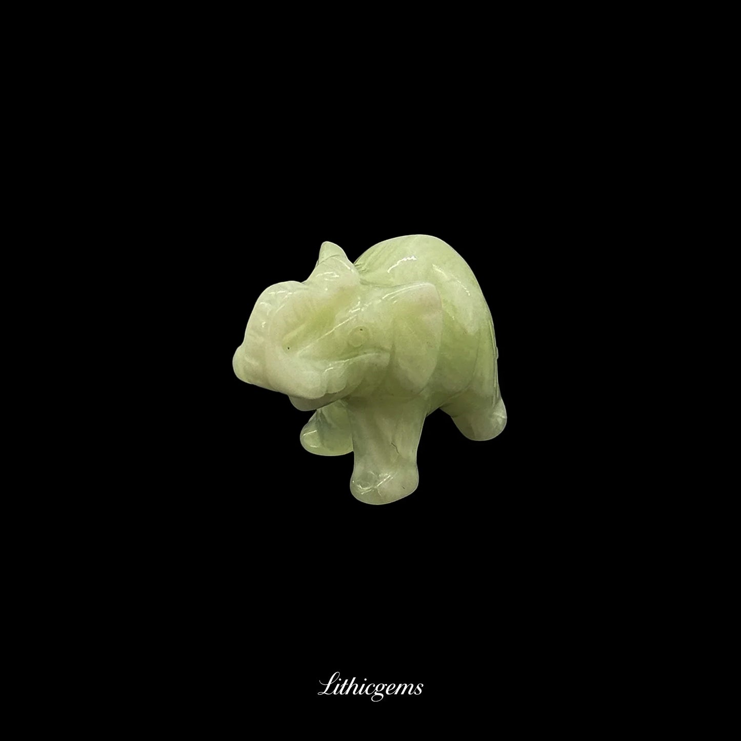 Mini Memory-Keeper Crystal Elephant Figurine (4cm) - Trunk-Up Wisdom Sculpture for Luck & Joy - Lithicgems