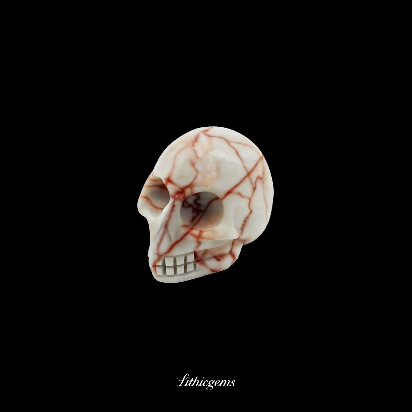 Pocket Philosopher Skull Palm Stone - 3cm Unique Gemstone for Meditation and Decor - Lithicgems
