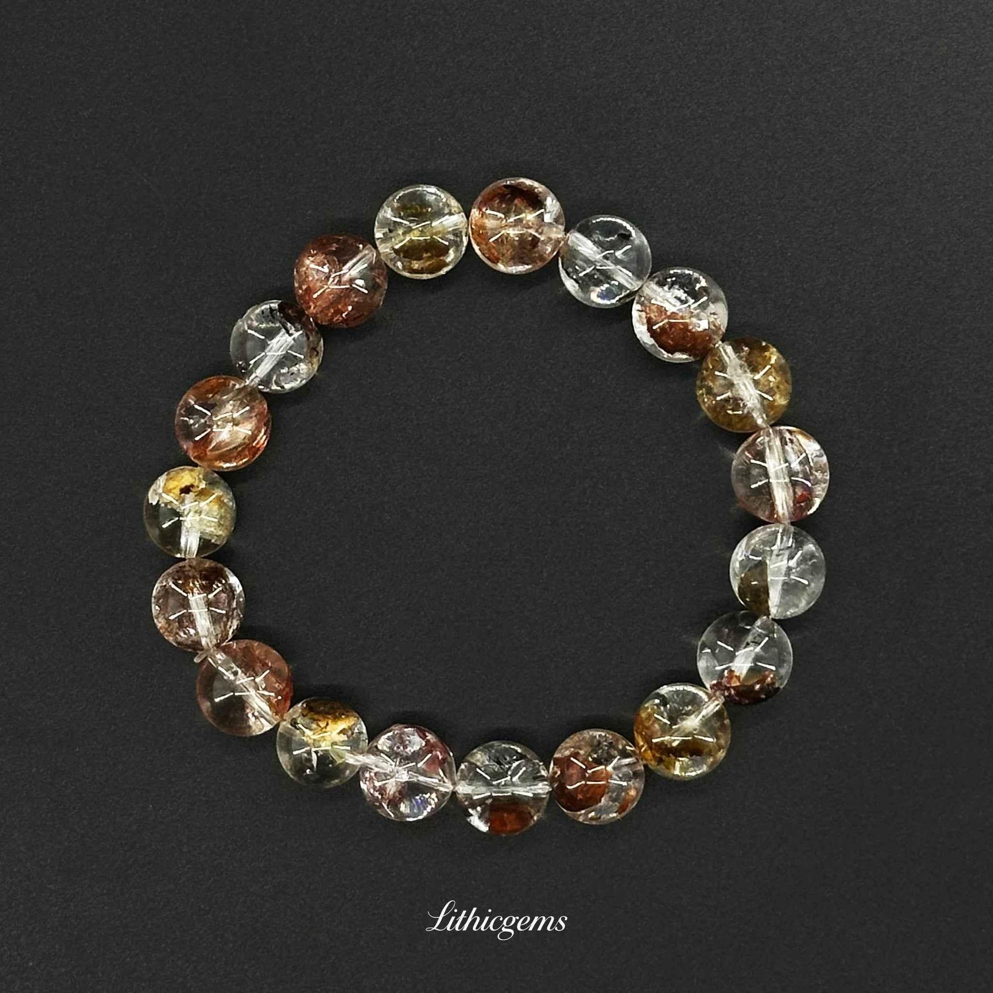 Rainbow Spectral Quartz Bracelet - Prismatic Light for Energy Amplifying & Aura Cleansing - Lithicgems