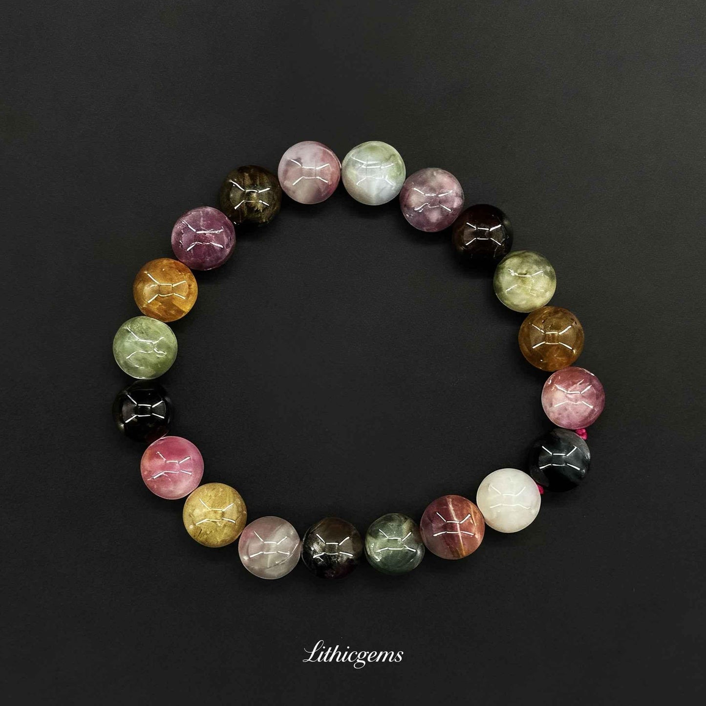 Rainbow Tourmaline Bracelet - Complete Color Spectrum for All-Chakra Balance & Joyful Manifestation - Lithicgems