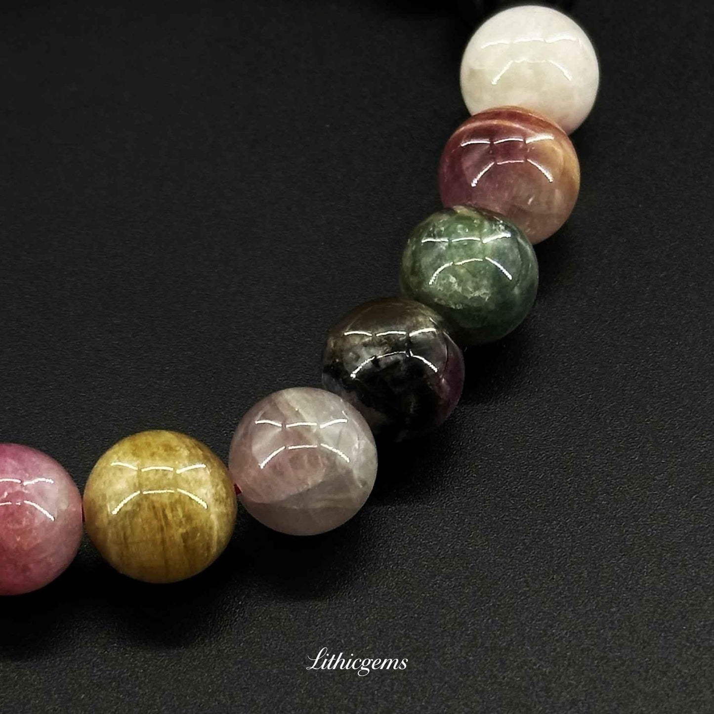 Rainbow Tourmaline Bracelet - Complete Color Spectrum for All-Chakra Balance & Joyful Manifestation - Lithicgems