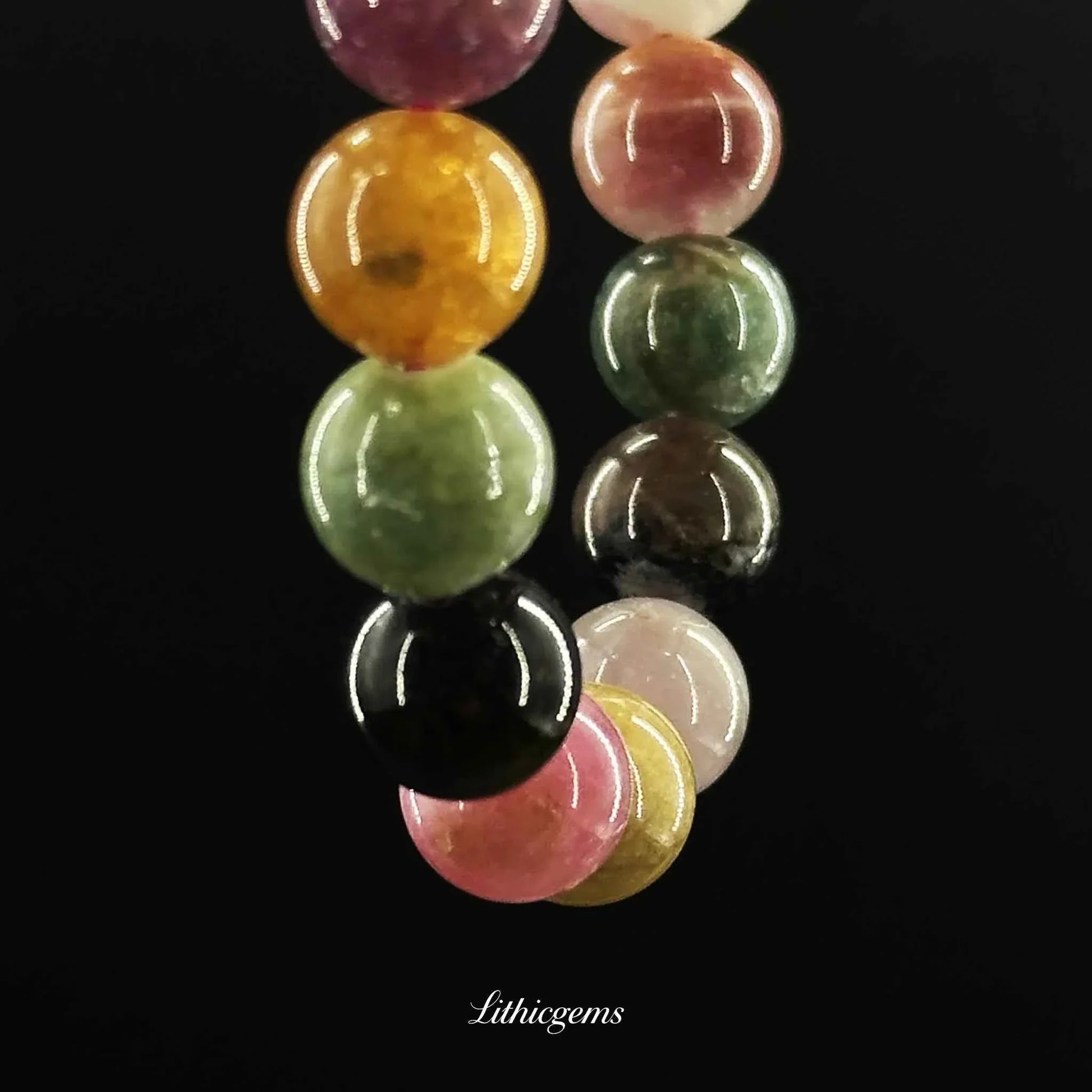 Rainbow Tourmaline Bracelet - Complete Color Spectrum for All-Chakra Balance & Joyful Manifestation - Lithicgems