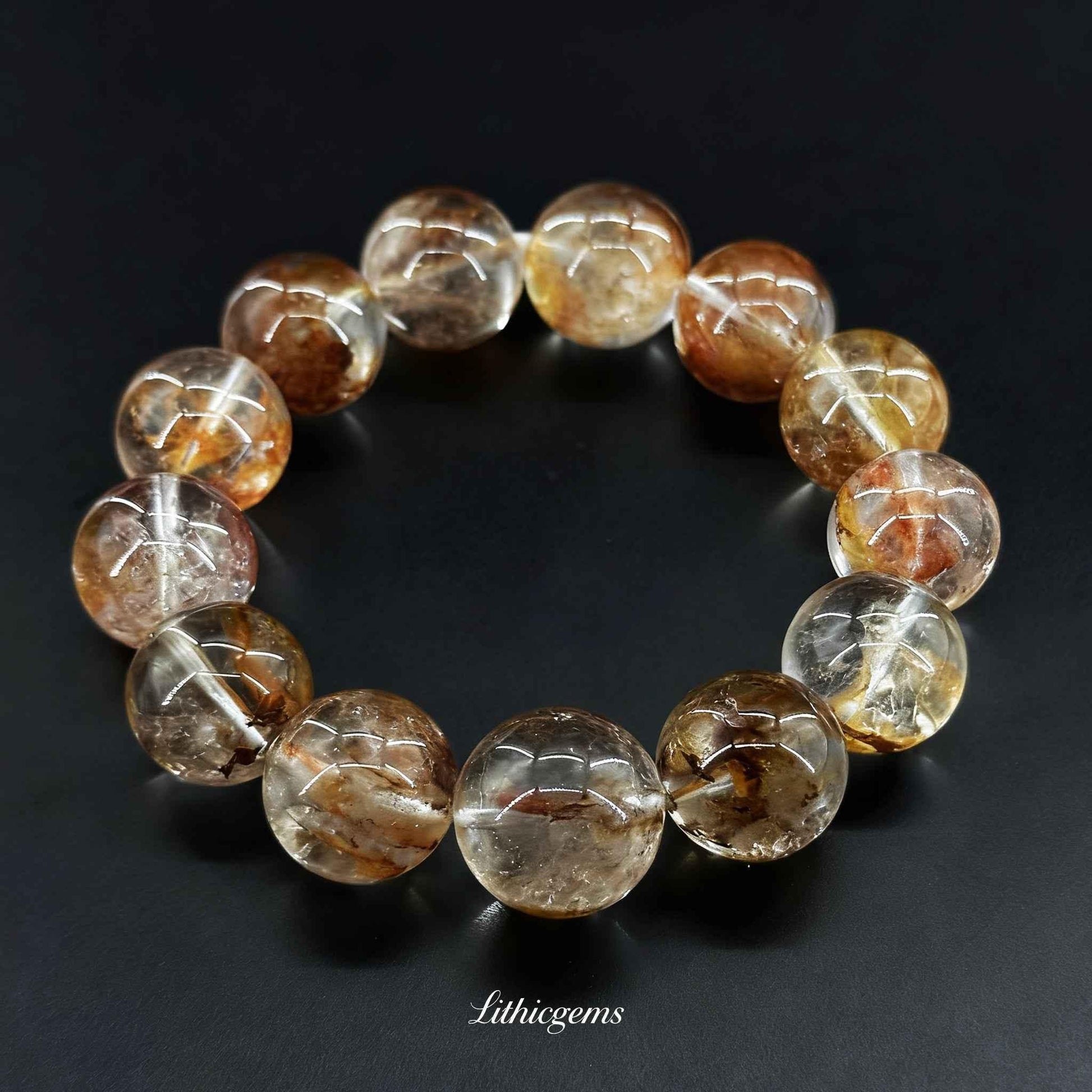 Red Clay Herkimer Diamond Bracelet - Grounded Energy Amplifier & Protective Power Stone - Lithicgems