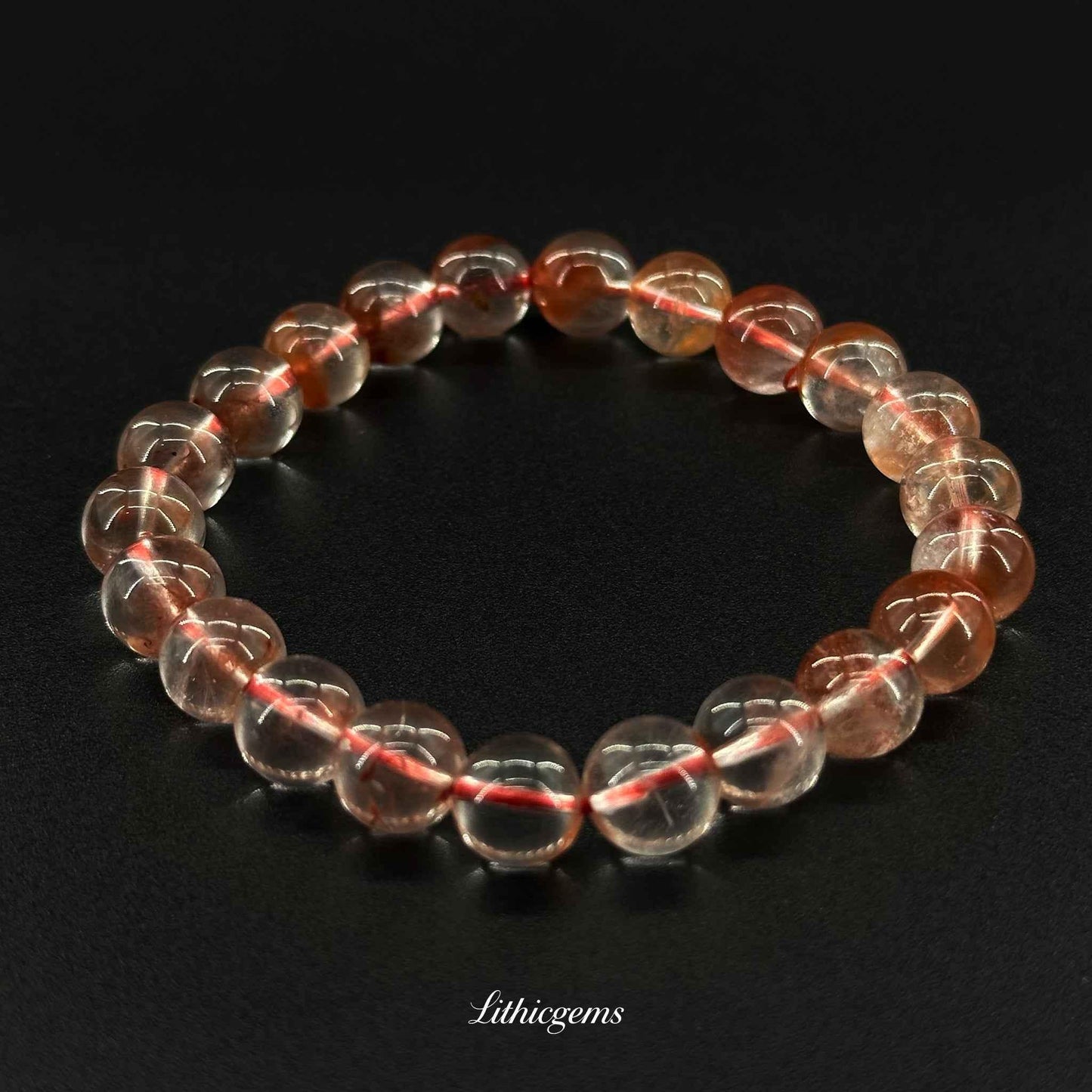 Red Hare Quartz Bracelet - Silky Passion Crystal for Vitality & Courage - Lithicgems