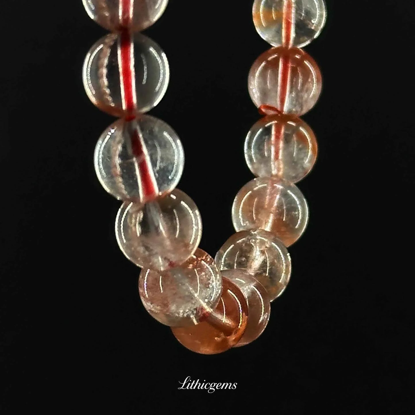 Red Hare Quartz Bracelet - Silky Passion Crystal for Vitality & Courage - Lithicgems