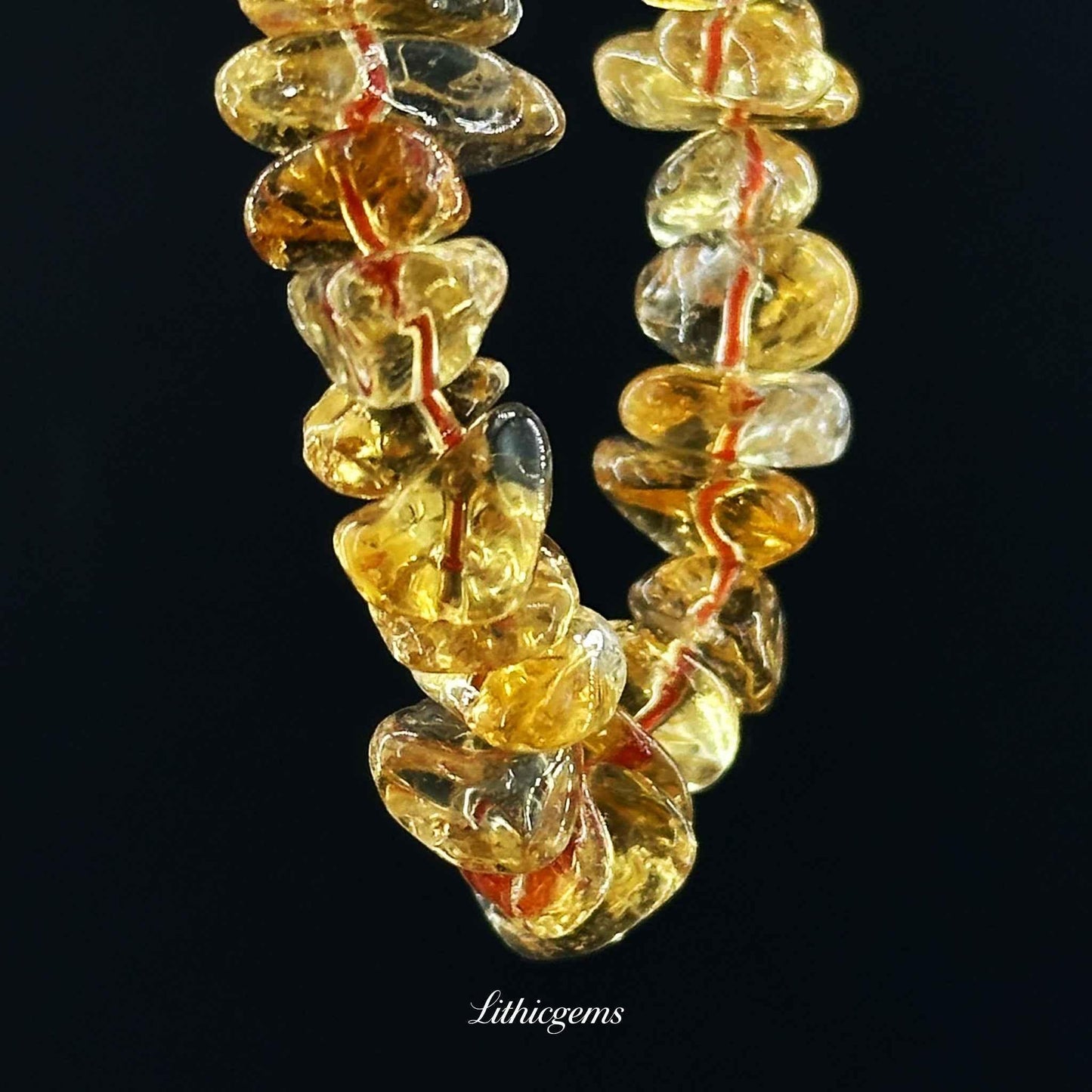 Rough Citrine Bracelet - Raw Sunshine Energy for Unfiltered Abundance & Confidence - Lithicgems