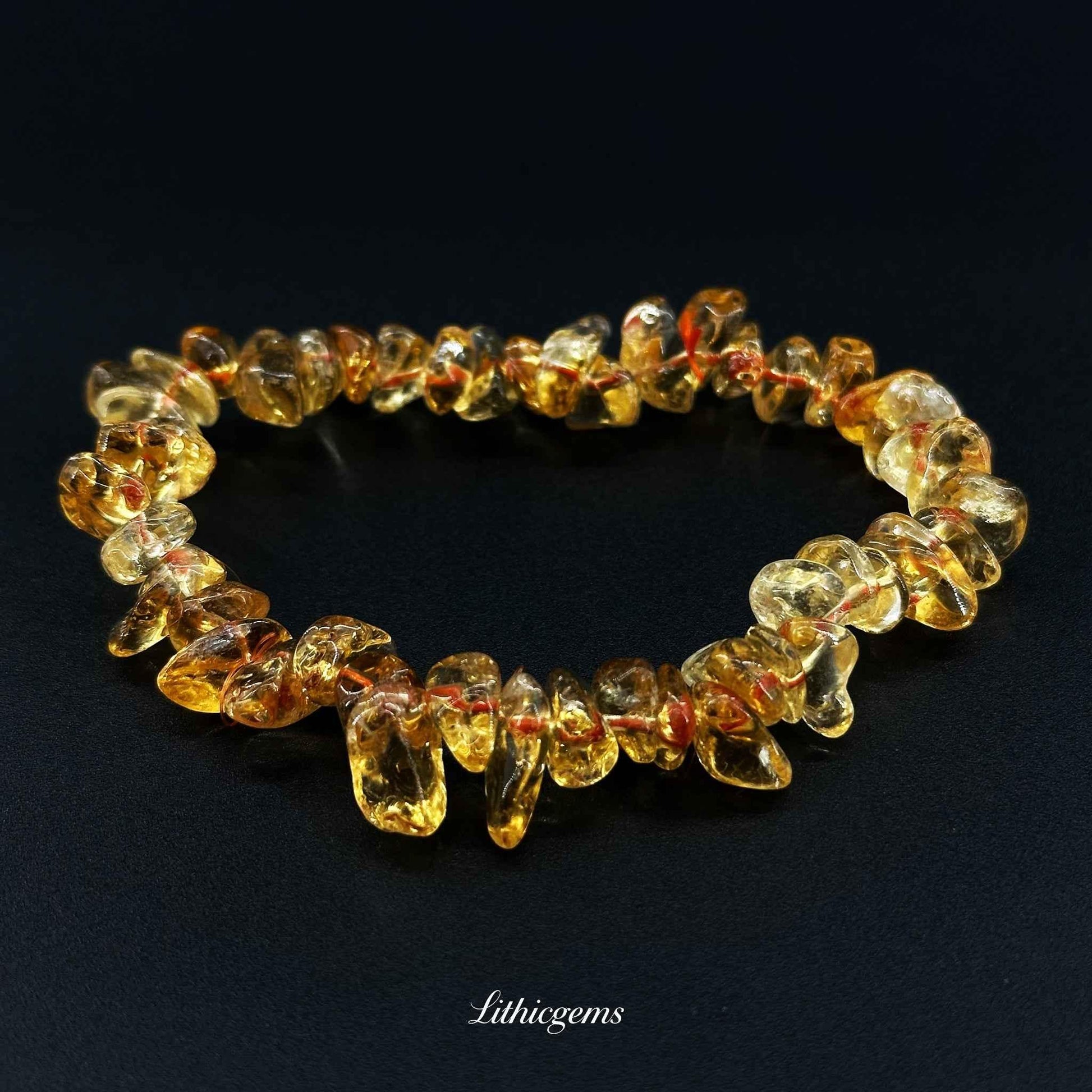 Rough Citrine Bracelet - Raw Sunshine Energy for Unfiltered Abundance & Confidence - Lithicgems