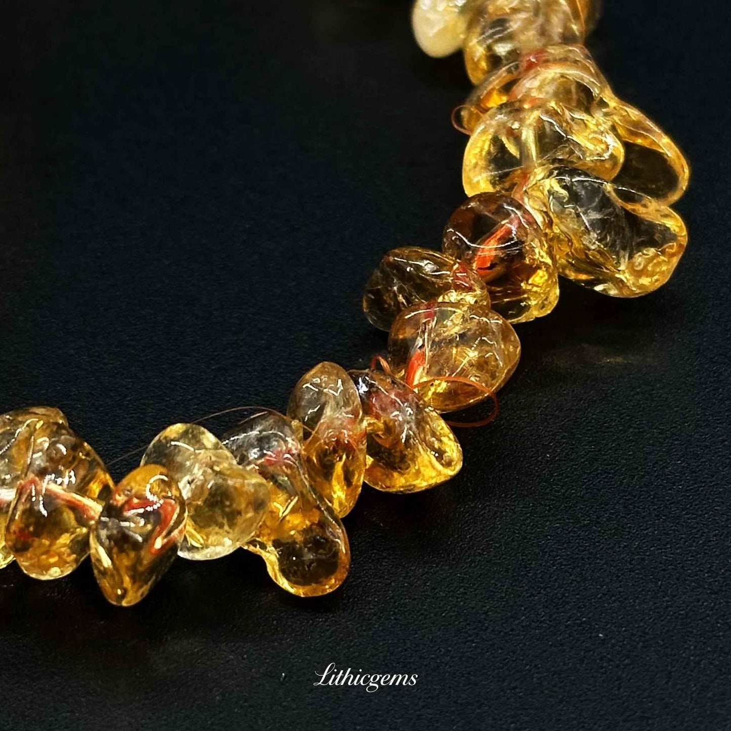 Rough Citrine Bracelet - Raw Sunshine Energy for Unfiltered Abundance & Confidence - Lithicgems