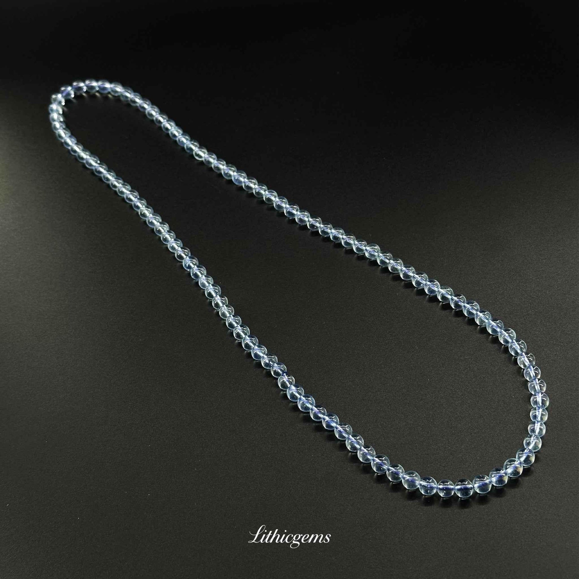 Triple Strand Ice Clear Aquamarine Bracelet - Vortex of Pure Clarity & Soothing Power - Lithicgems