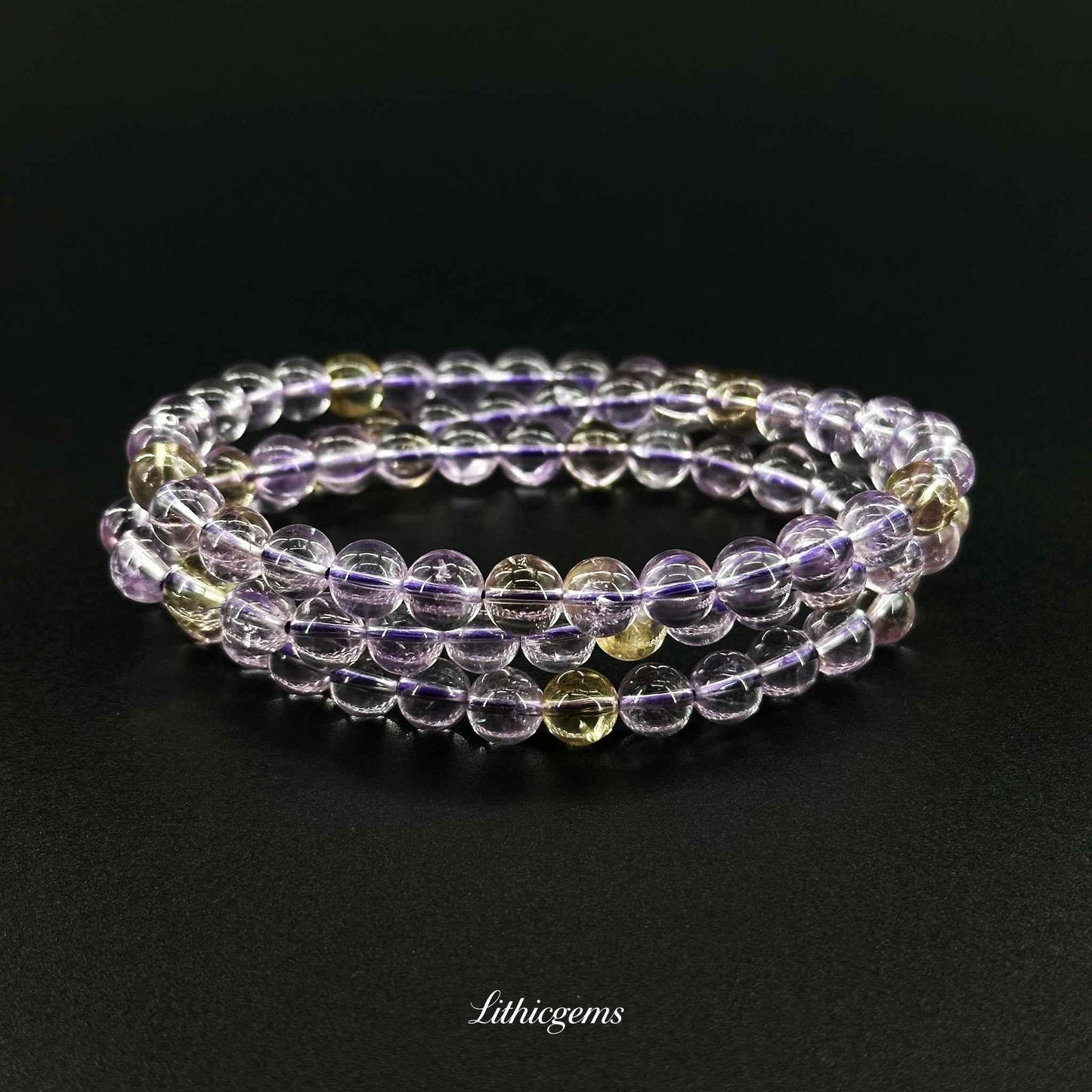 Triple-Wrap Amethyst Bracelet - Deep Meditation Stone for Spiritual Protection & Intuition - Lithicgems