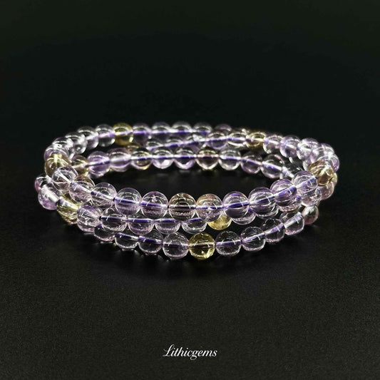Triple-Wrap Amethyst Bracelet - Deep Meditation Stone for Spiritual Protection & Intuition - Lithicgems