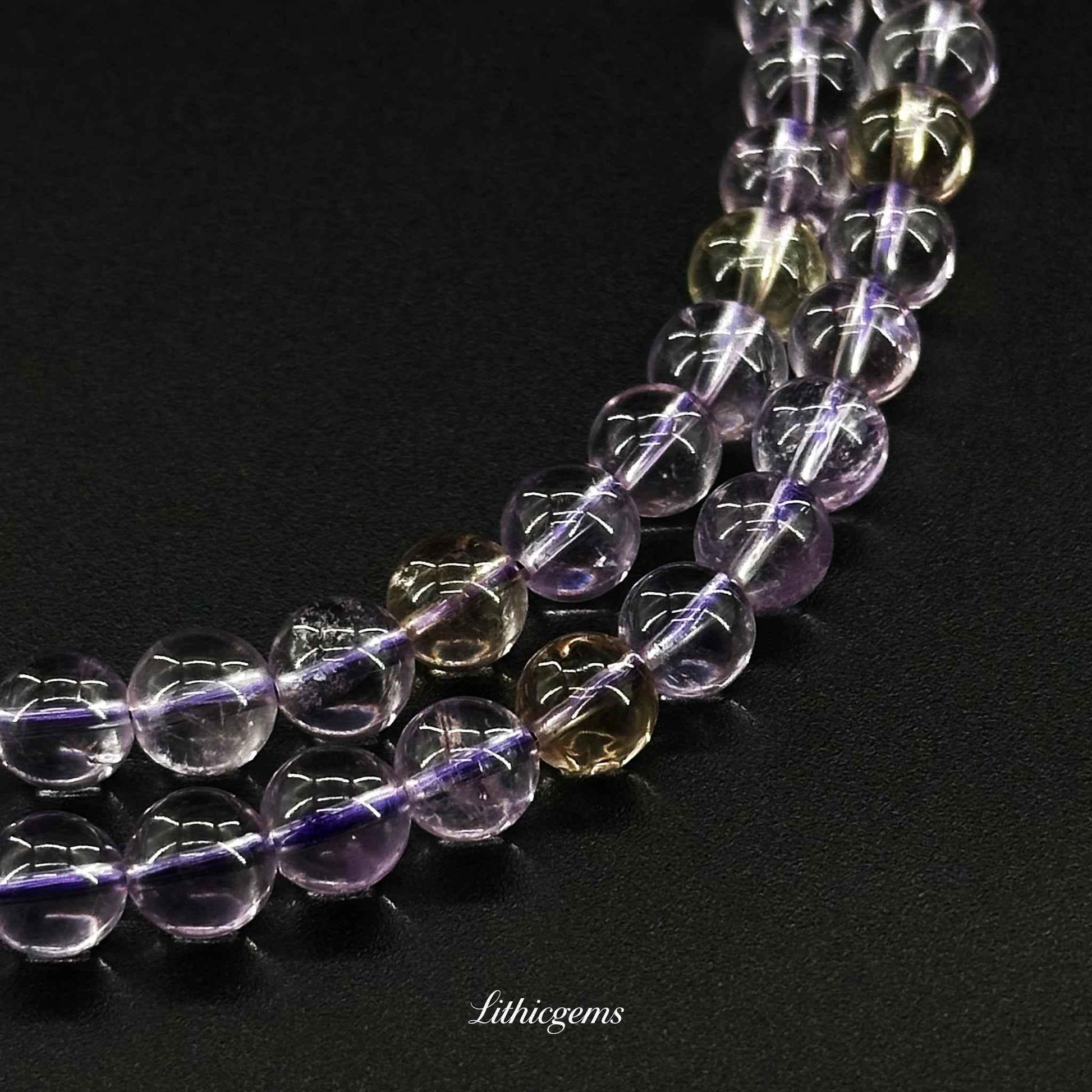 Triple-Wrap Amethyst Bracelet - Deep Meditation Stone for Spiritual Protection & Intuition - Lithicgems