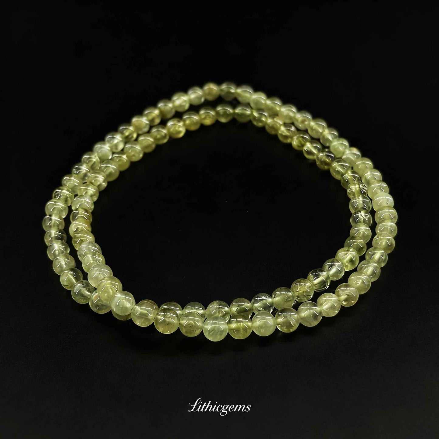Triple-Wrap Demantoid Garnet Bracelet - Rare Green Garnet for Ultimate Abundance & Heart Healing - Lithicgems