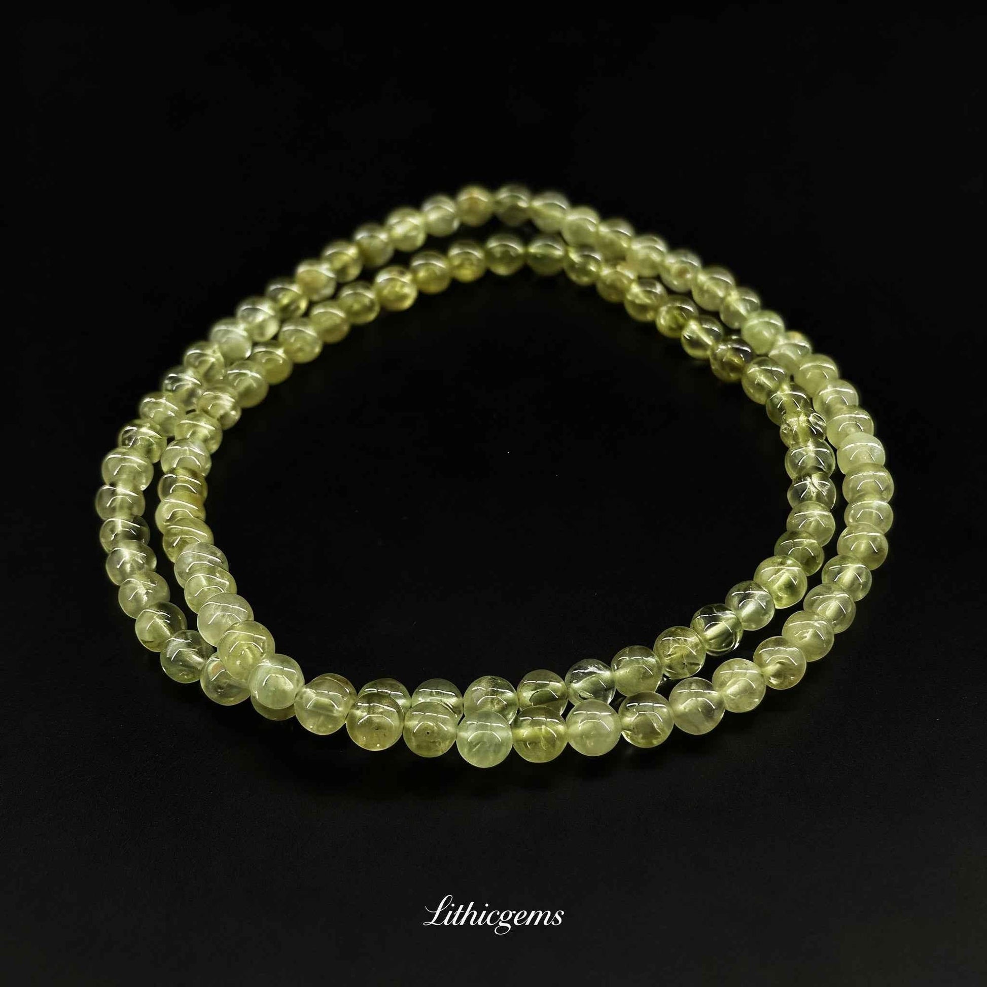 Triple-Wrap Demantoid Garnet Bracelet - Rare Green Garnet for Ultimate Abundance & Heart Healing - Lithicgems