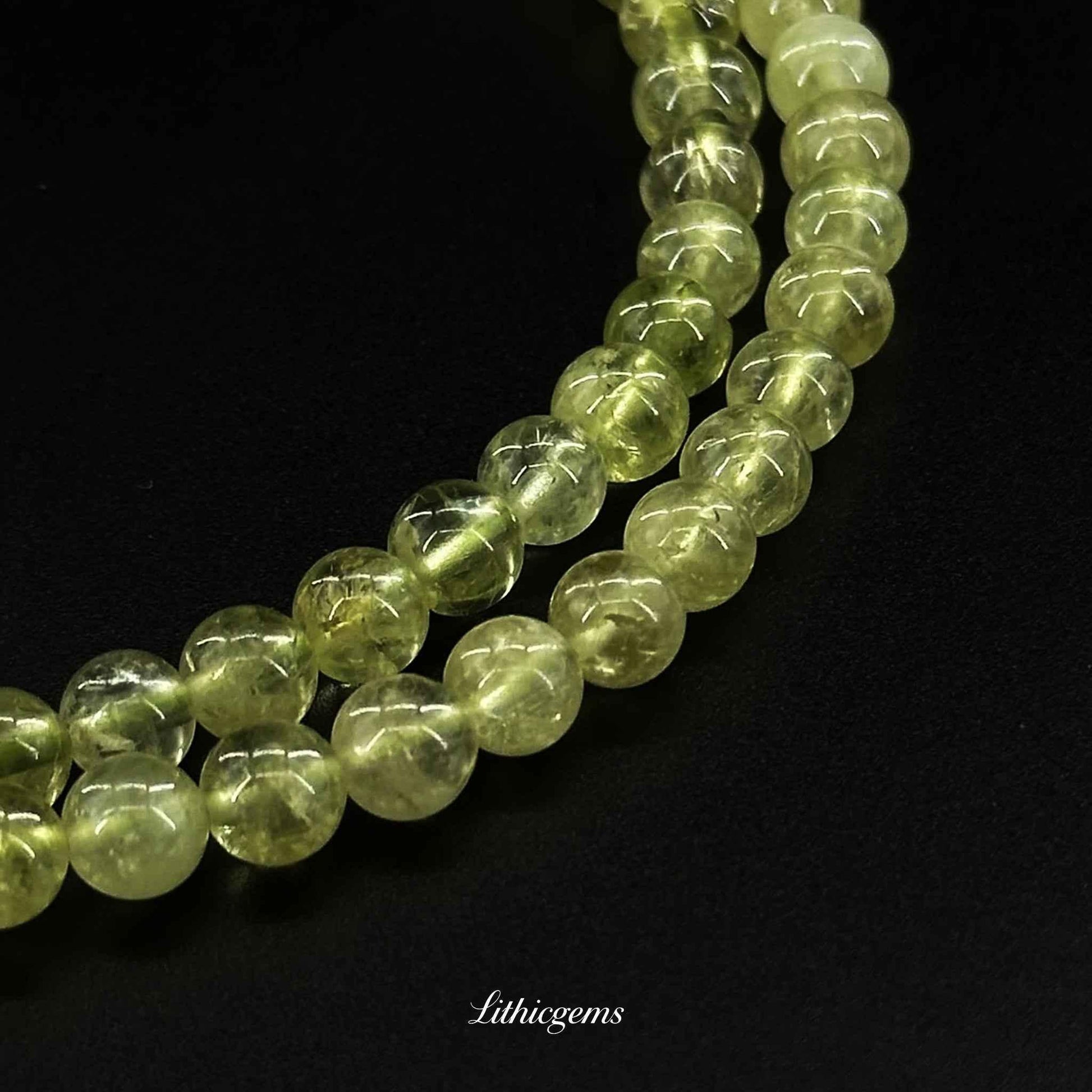 Triple-Wrap Demantoid Garnet Bracelet - Rare Green Garnet for Ultimate Abundance & Heart Healing - Lithicgems