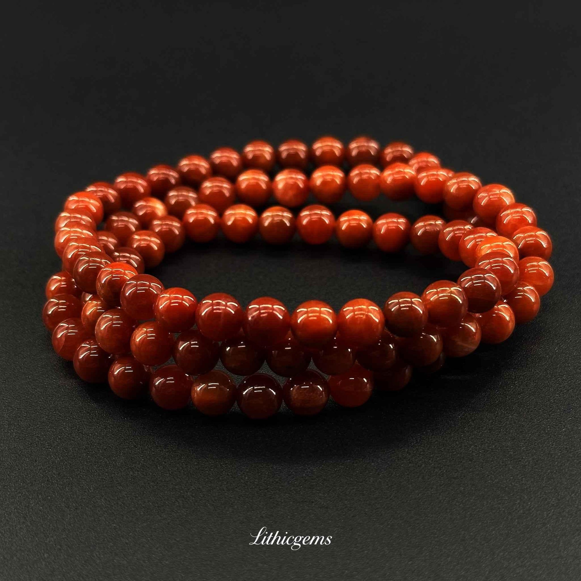 Triple-Wrap Red Hare Quartz Bracelet - Amplified Passion & Creative Vitality - Lithicgems
