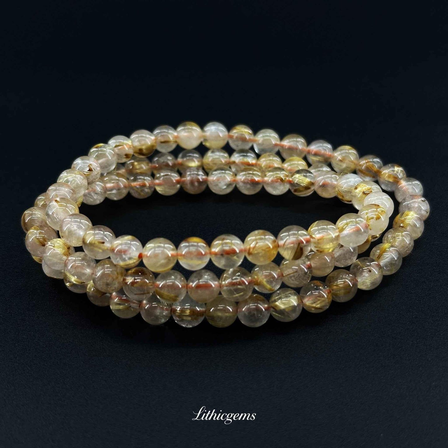 Triple-Wrap Rutilated Quartz Bracelet - Ultimate Wealth Magnet & Success Amplifier - Lithicgems