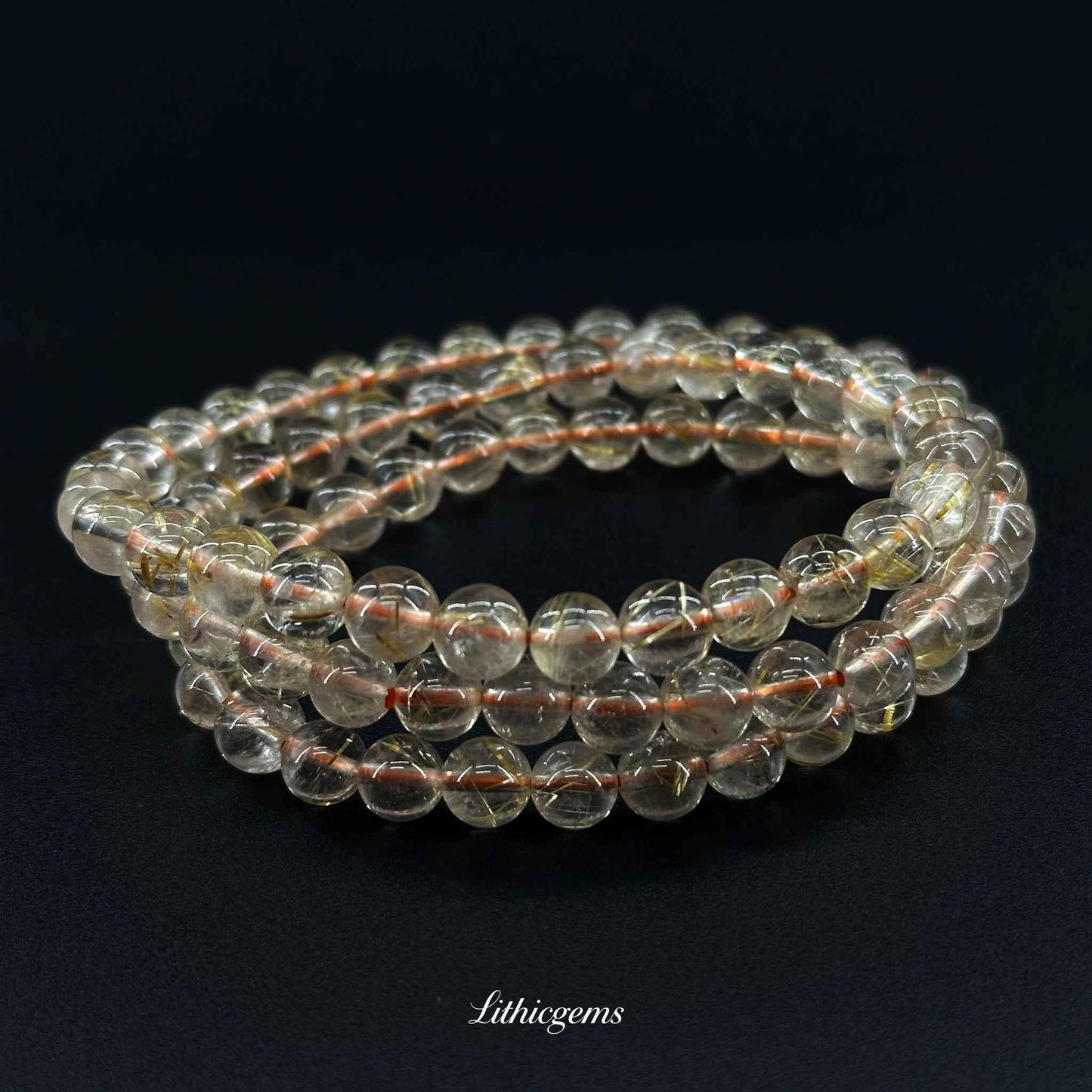 Triple-Wrap Rutilated Quartz Bracelet - Ultimate Wealth Magnet & Success Amplifier - Lithicgems