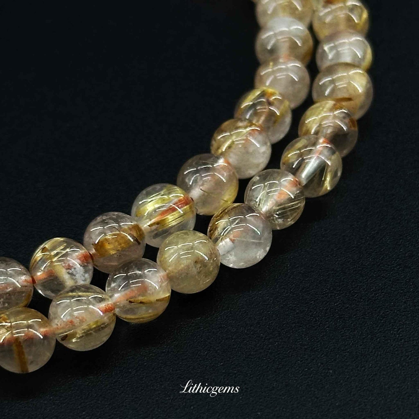 Triple-Wrap Rutilated Quartz Bracelet - Ultimate Wealth Magnet & Success Amplifier - Lithicgems
