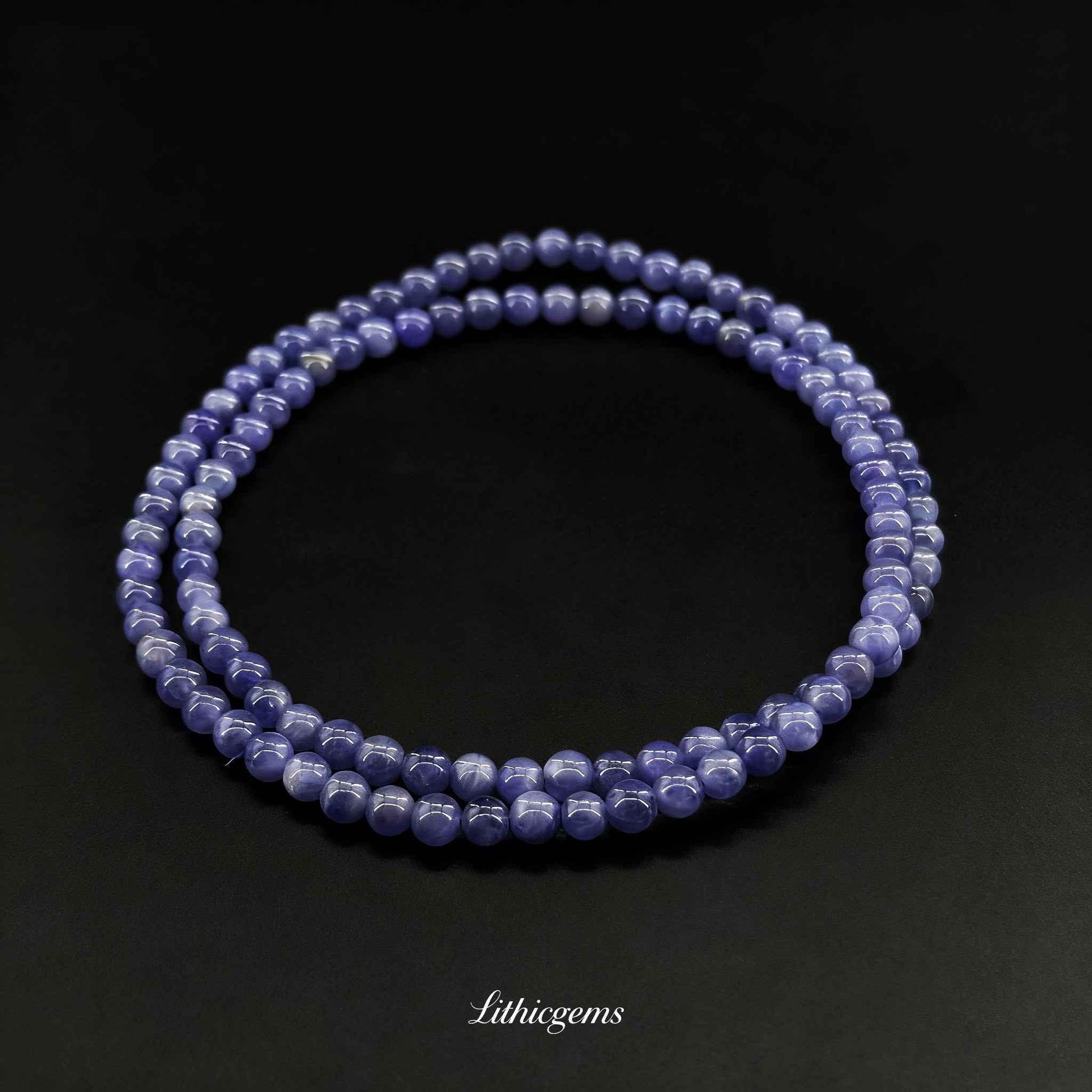 Triple-Wrap Tanzanite Bracelet - Deep Violet-Blue Stone for Ultimate Spiritual Transformation - Lithicgems
