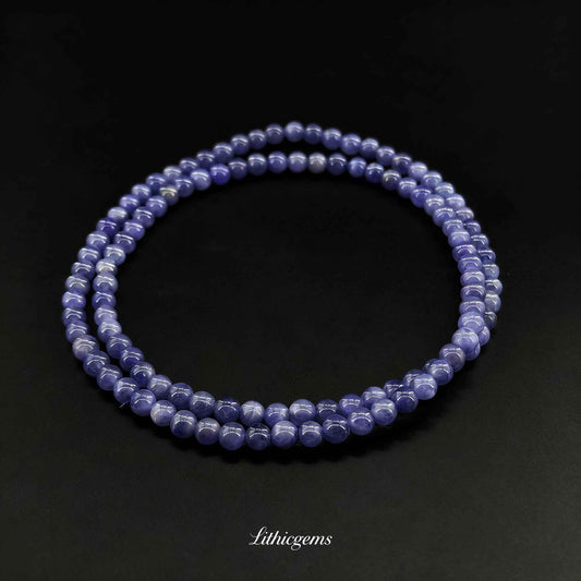 Triple-Wrap Tanzanite Bracelet - Deep Violet-Blue Stone for Ultimate Spiritual Transformation - Lithicgems