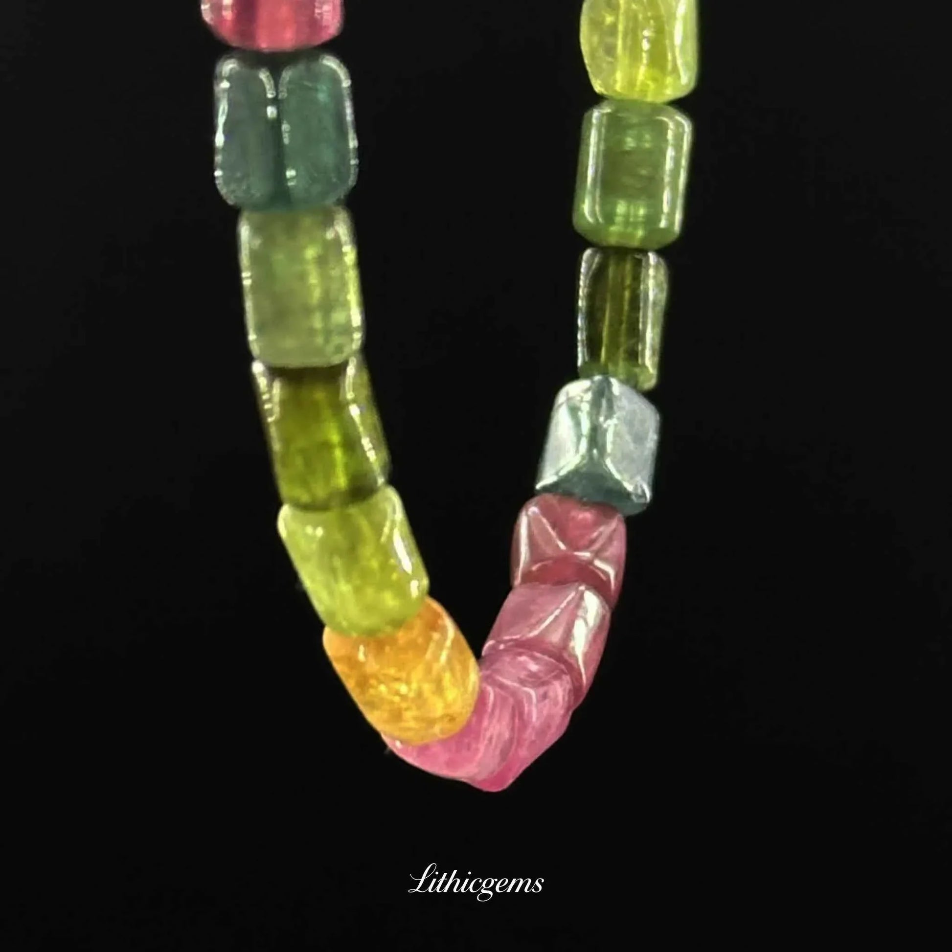 Tube Cut Tourmaline Bracelet - Geometric Rainbow Energy for Modern Crystal Lovers - Lithicgems