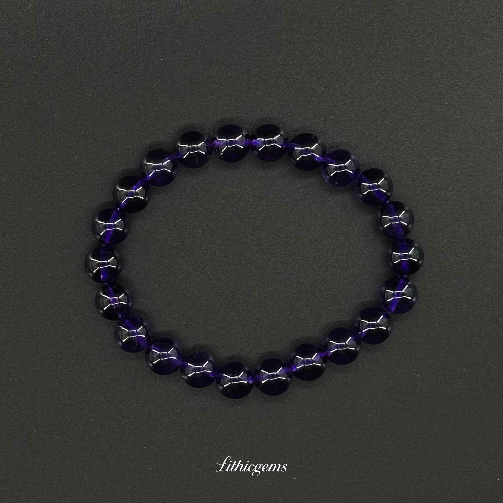 Uruguayan Amethyst Bracelet - Deep Purple Stone for Intuition & Spiritual Mastery - Lithicgems