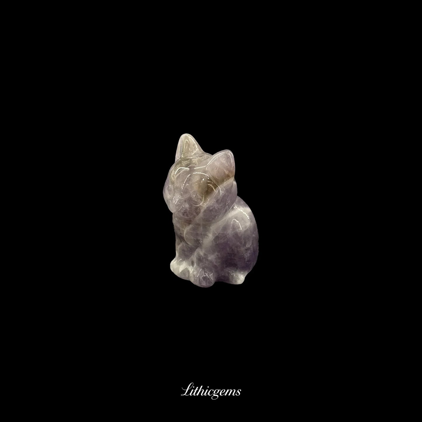 Whiskered Serenity Crystal Cat Figurine (4cm) - Mini Guardian of Comfort & Quiet Luck - Lithicgems