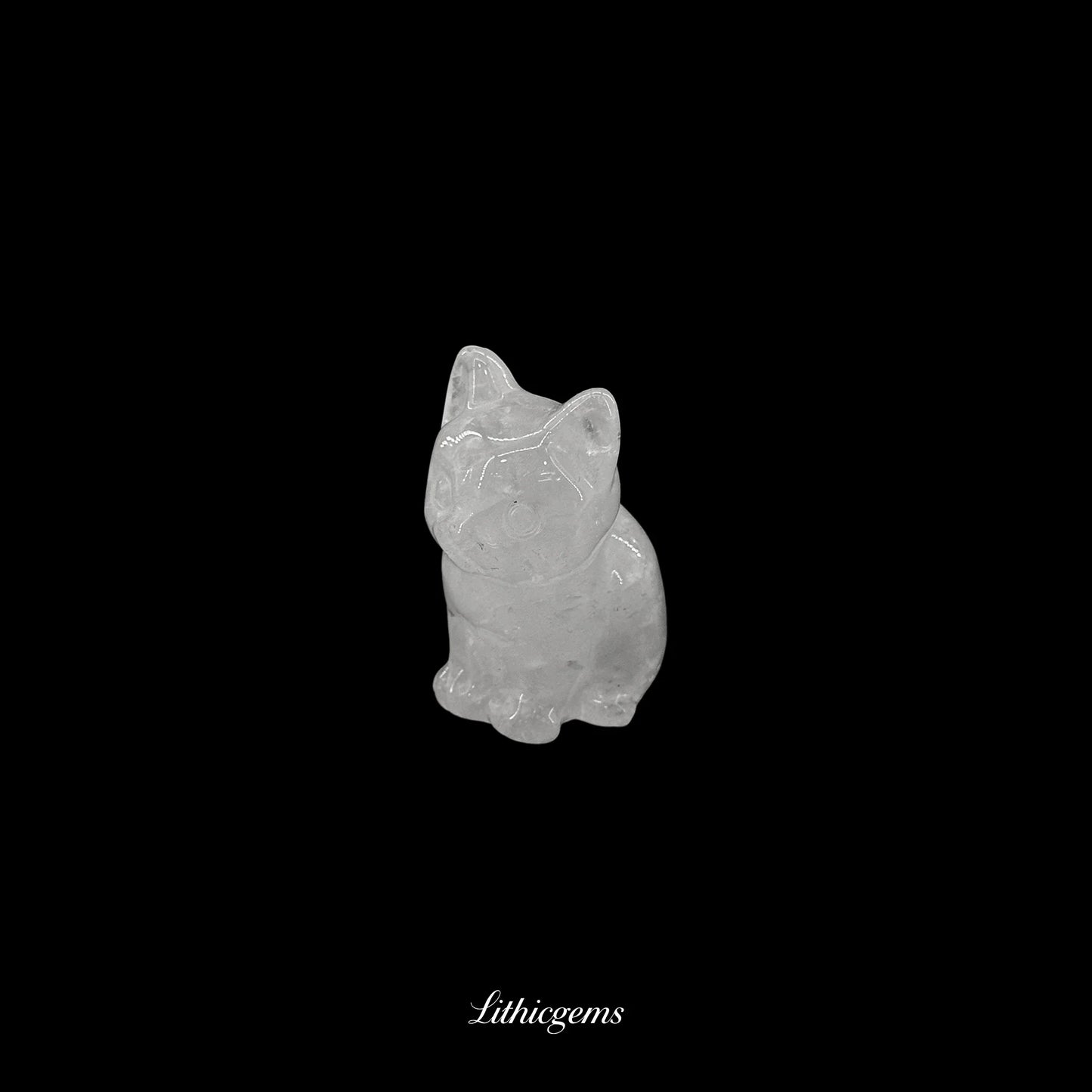 Whiskered Serenity Crystal Cat Figurine (4cm) - Mini Guardian of Comfort & Quiet Luck - Lithicgems