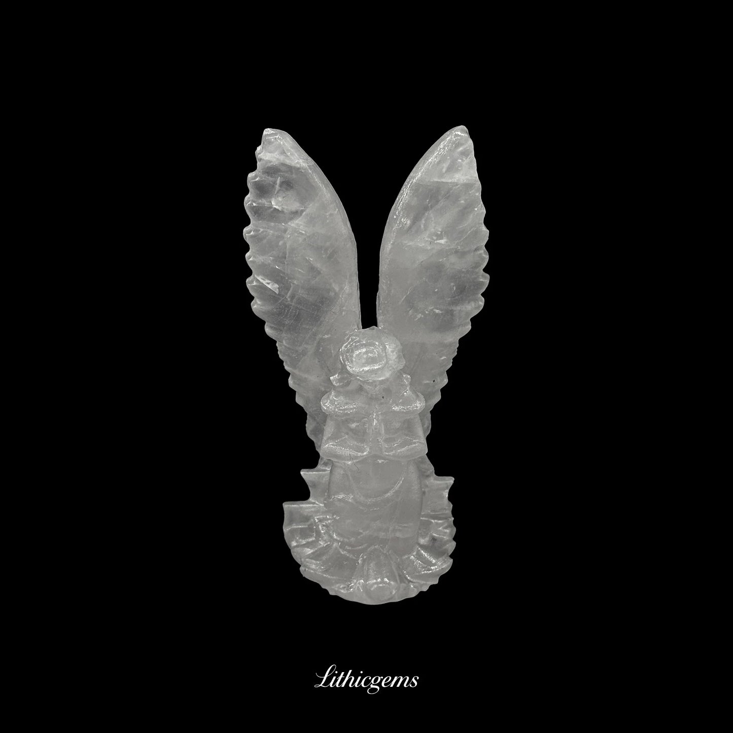 Winged Madonna Crystal Sculpture (10cm) - Sacred Feminine Guardian of Grace & Divine Comfort - Lithicgems