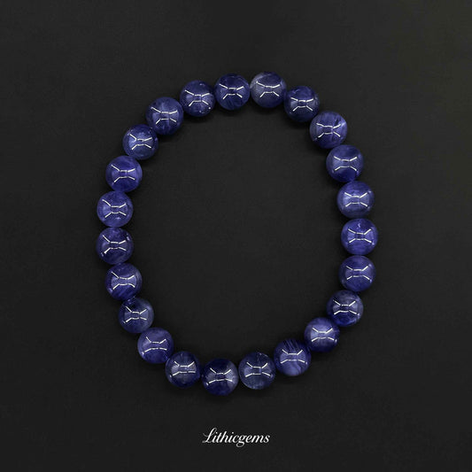 Custom Tanzanite Bead Bracelet - Rare Violet-Blue Stone for Spiritual Awakening & Intuition