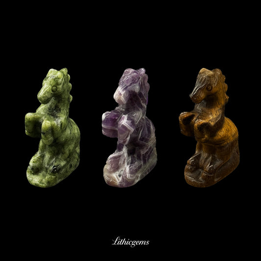 Mini Rising Horse Crystal Figurine (5cm) - Handcarved Gemstone Sculpture for Victory & Momentum