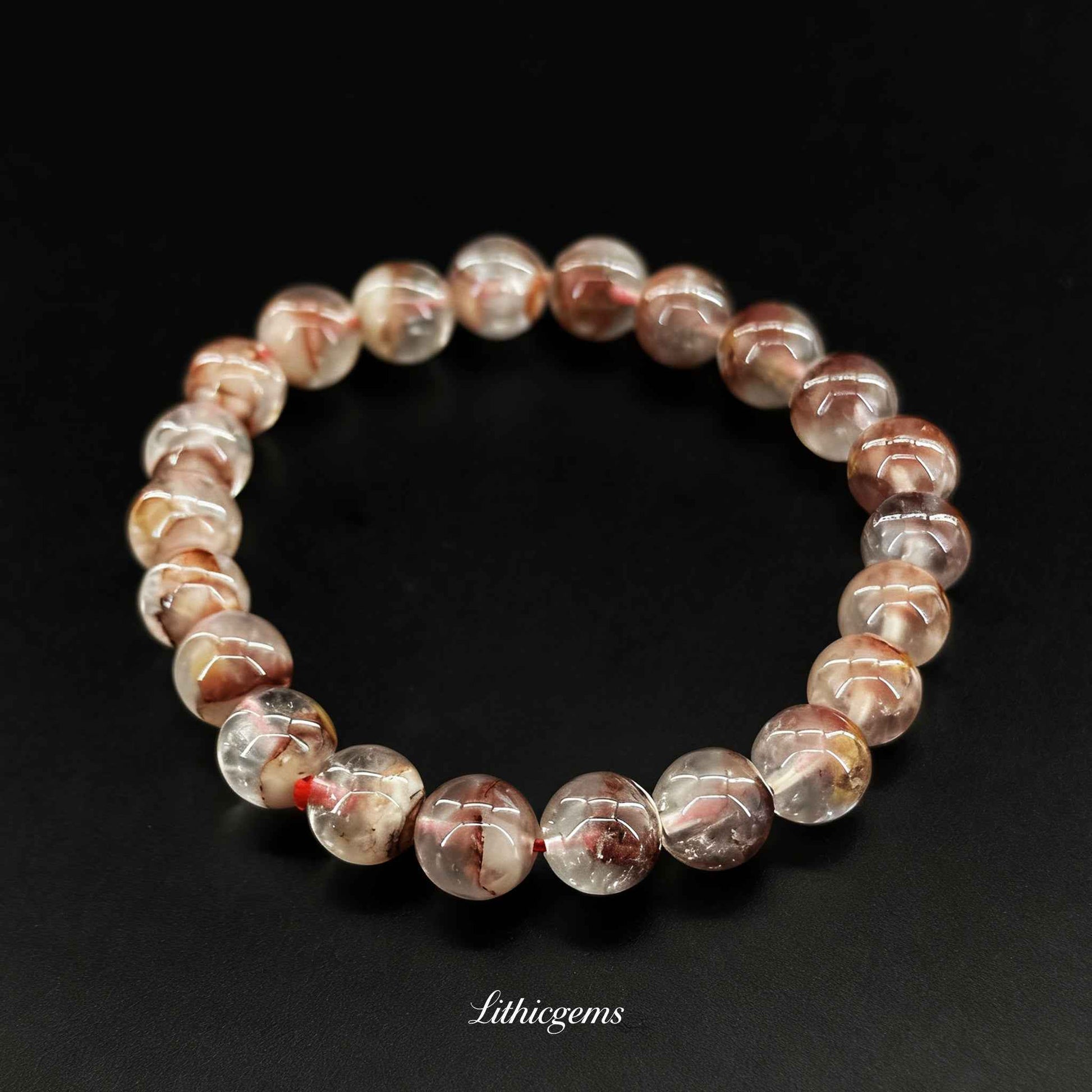 Custom Red Phantom Quartz Bracelet - Abundance Crystal for Wealth & Vitality